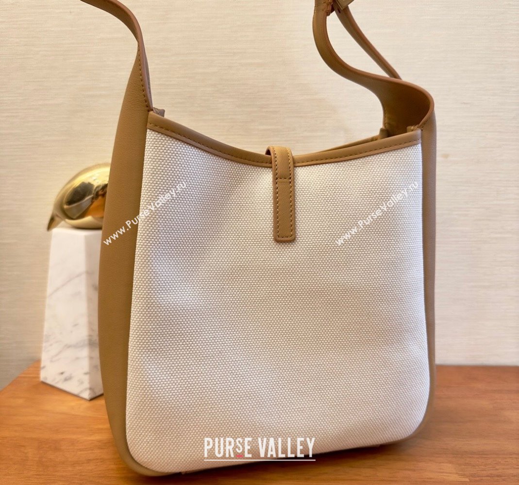 Saint Laurent small le 5 A 7 supple Bag in grained leather 713938 Brown/White Canvas (yida-23101703)
