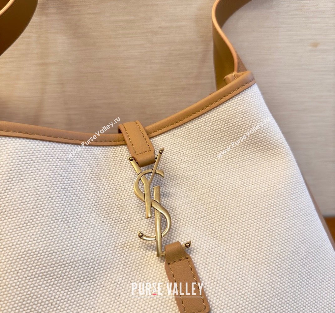 Saint Laurent small le 5 A 7 supple Bag in grained leather 713938 Brown/White Canvas (yida-23101703)