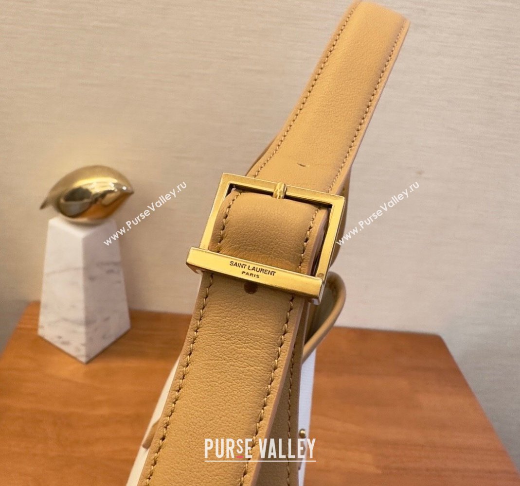 Saint Laurent small le 5 A 7 supple Bag in grained leather 713938 Brown/White Canvas (yida-23101703)