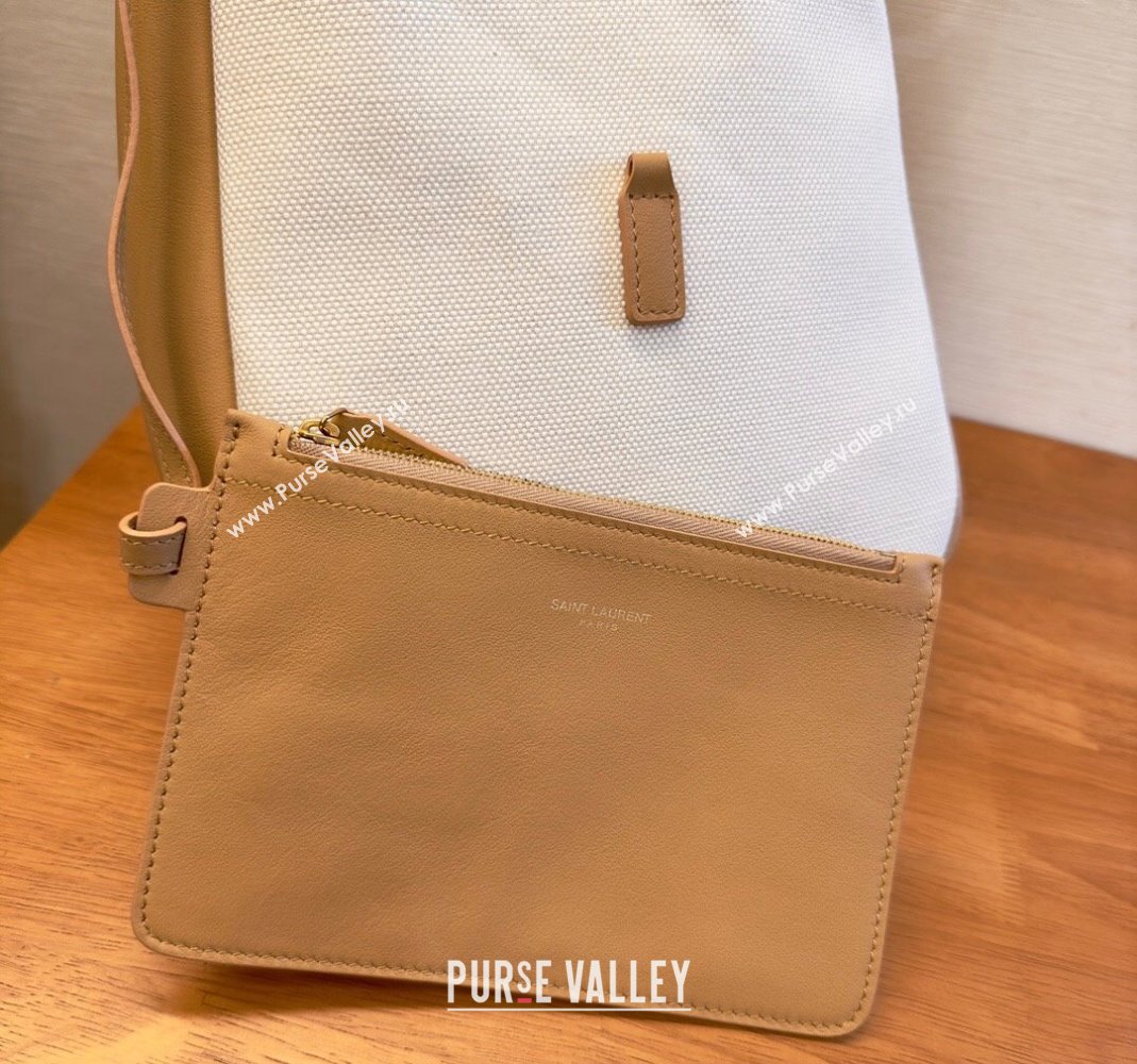 Saint Laurent small le 5 A 7 supple Bag in grained leather 713938 Brown/White Canvas (yida-23101703)
