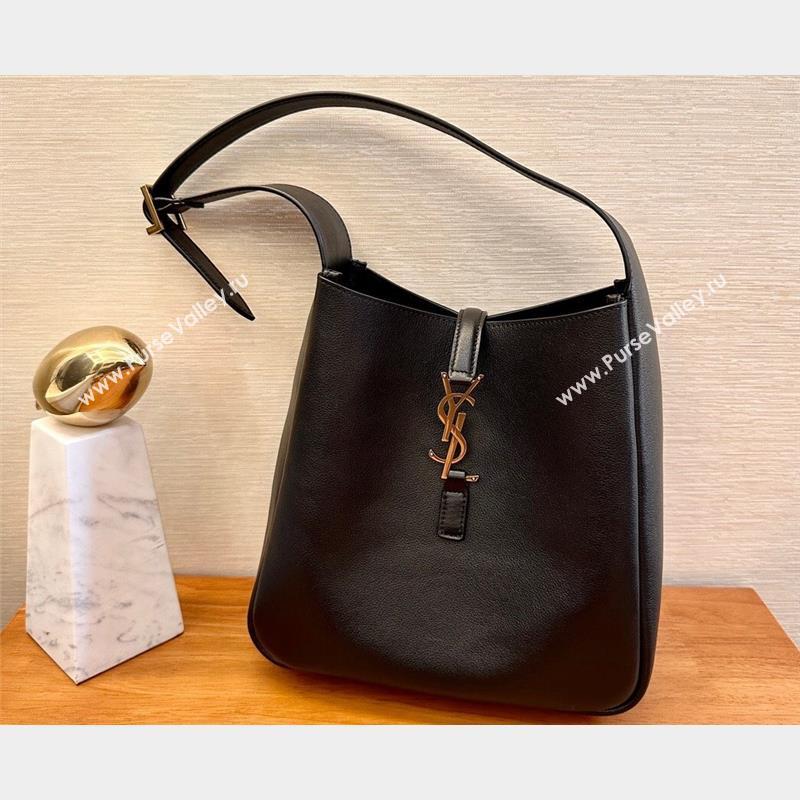 Saint Laurent small le 5 A 7 supple Bag in grained leather 713938 Black (yida-23101701)