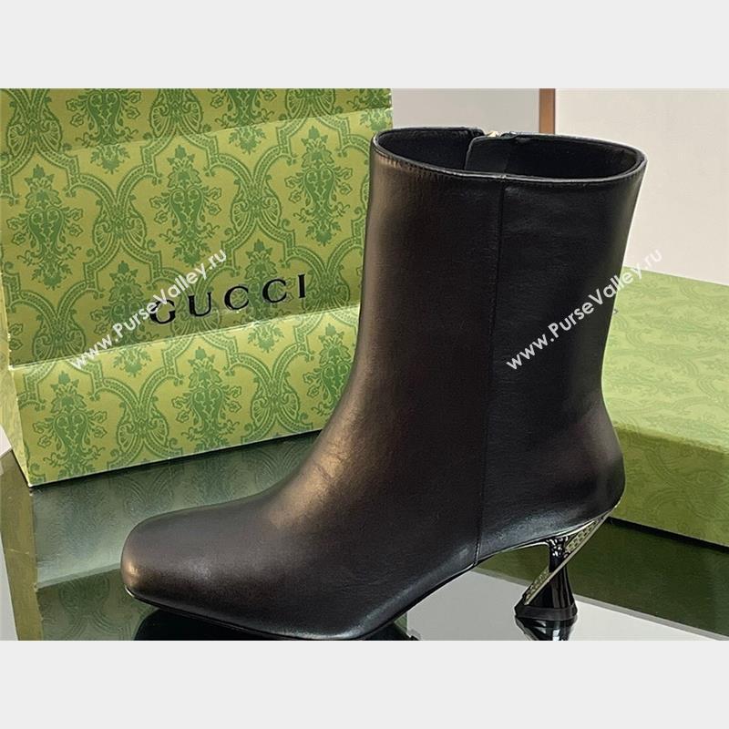 Gucci Heel 6.5cm Leather Ankle Boots Black 2023 (modeng-23103017)