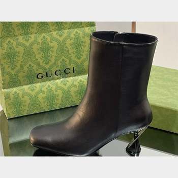 Gucci Heel 6.5cm Leather Ankle Boots Black 2023 (modeng-23103017)
