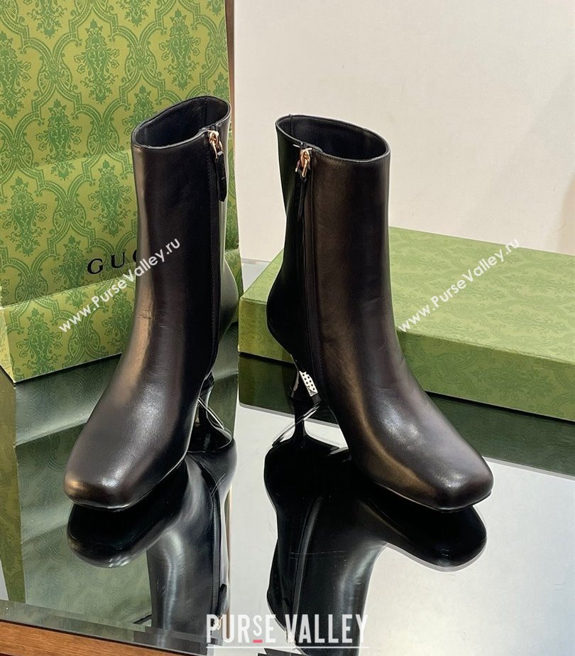 Gucci Heel 6.5cm Leather Ankle Boots Black 2023 (modeng-23103017)