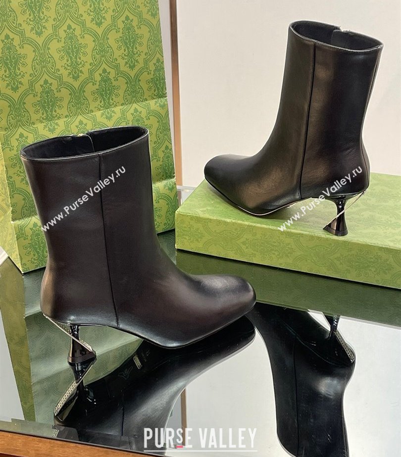 Gucci Heel 6.5cm Leather Ankle Boots Black 2023 (modeng-23103017)
