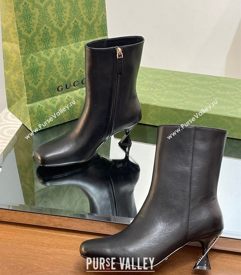 Gucci Heel 6.5cm Leather Ankle Boots Black 2023 (modeng-23103017)