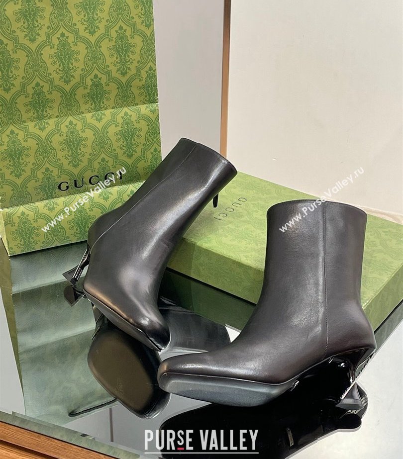 Gucci Heel 6.5cm Leather Ankle Boots Black 2023 (modeng-23103017)