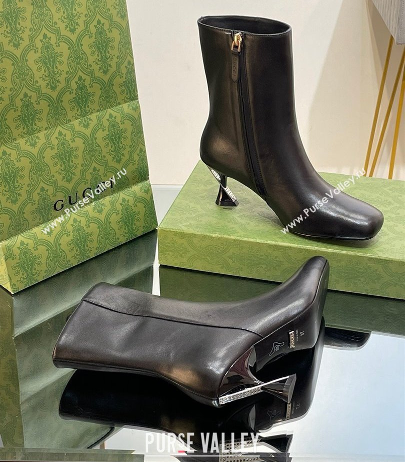 Gucci Heel 6.5cm Leather Ankle Boots Black 2023 (modeng-23103017)