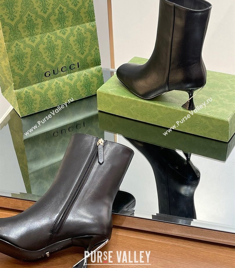 Gucci Heel 6.5cm Leather Ankle Boots Black 2023 (modeng-23103017)