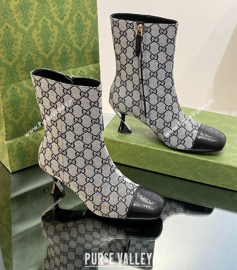 Gucci Heel 6.5cm Ankle Boots GG Canvas Black 2023 (modeng-23103019)