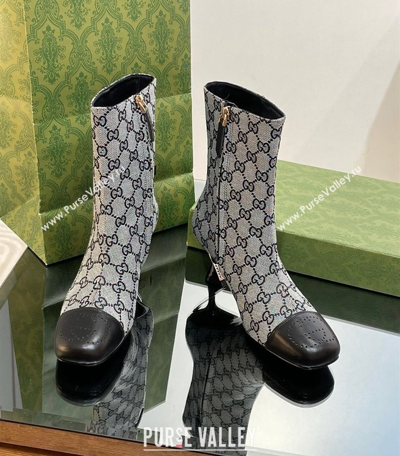 Gucci Heel 6.5cm Ankle Boots GG Canvas Black 2023 (modeng-23103019)
