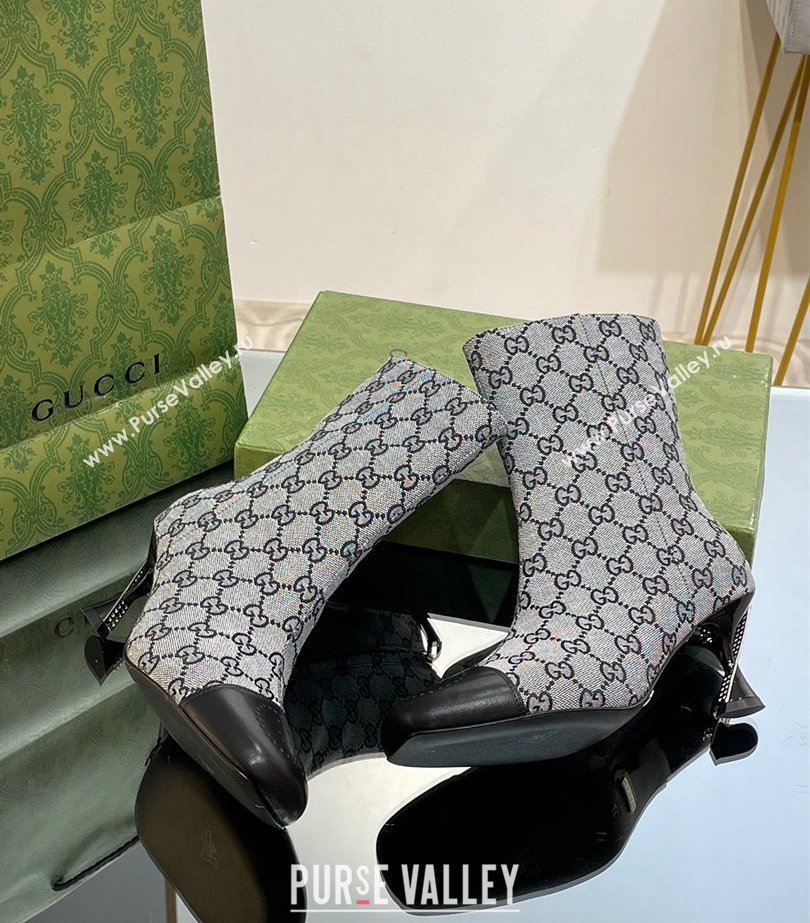 Gucci Heel 6.5cm Ankle Boots GG Canvas Black 2023 (modeng-23103019)