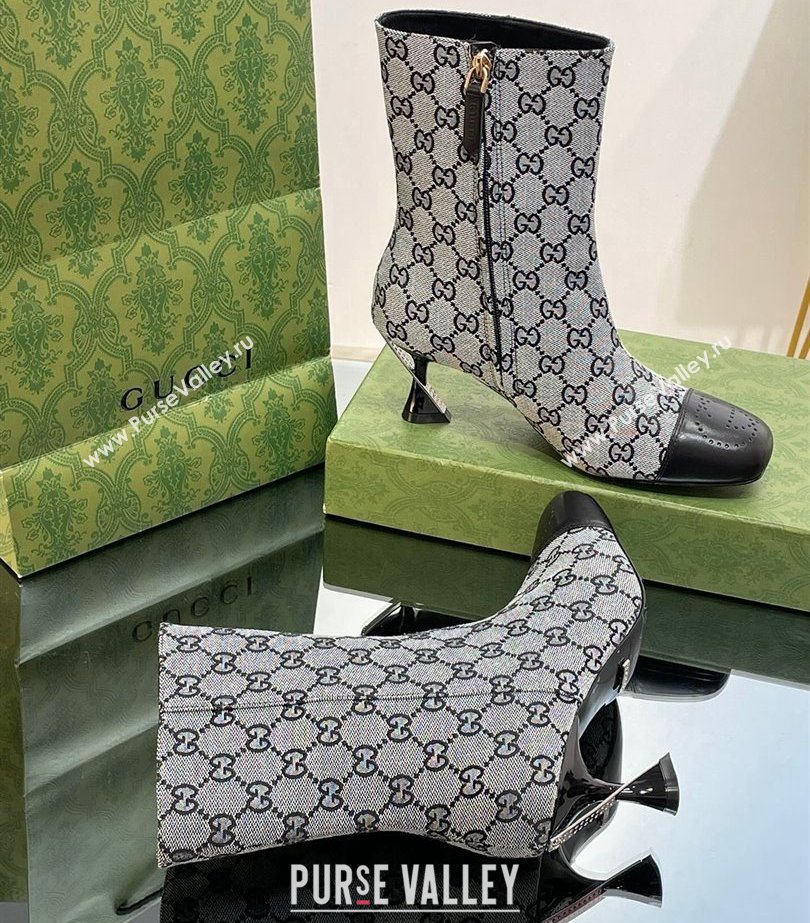 Gucci Heel 6.5cm Ankle Boots GG Canvas Black 2023 (modeng-23103019)