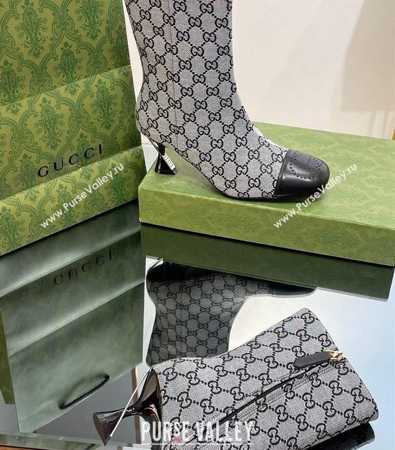 Gucci Heel 6.5cm Ankle Boots GG Canvas Black 2023 (modeng-23103019)