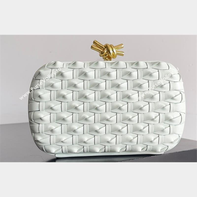 Bottega Veneta Knotted Intreccio leather Knot Minaudiere clutch Bag GLACIER 2023 (misu-23110143)