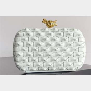 Bottega Veneta Knotted Intreccio leather Knot Minaudiere clutch Bag GLACIER 2023 (misu-23110143)
