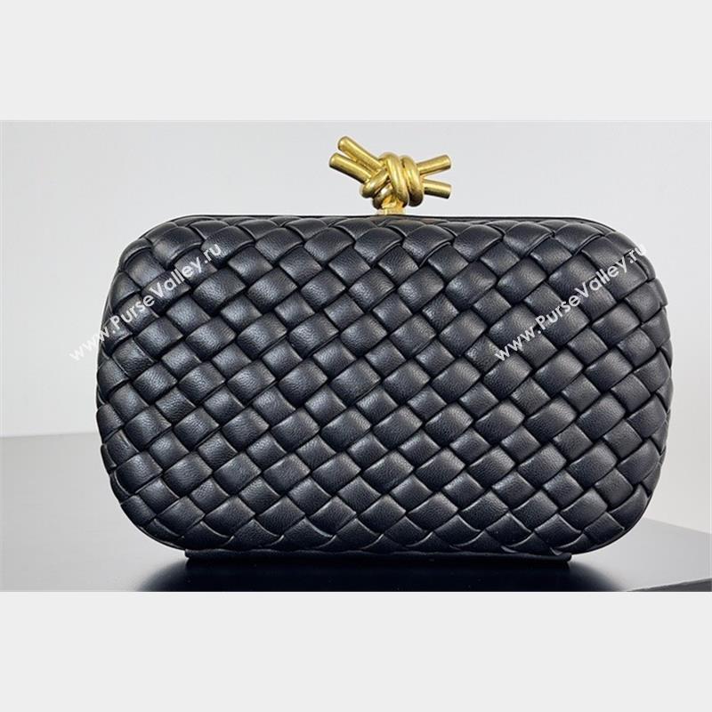 Bottega Veneta Padded Intreccio leather Knot Minaudiere clutch Bag Black 2023 (misu-23110136)