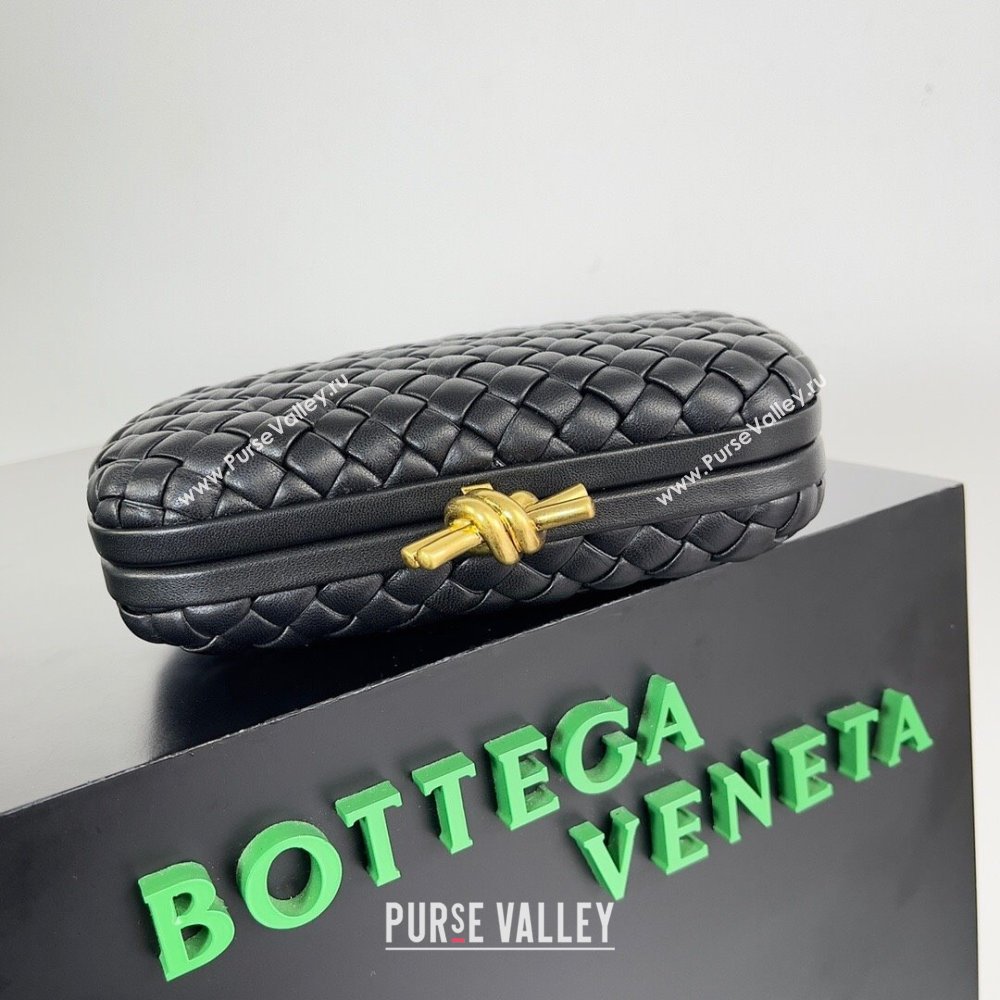 Bottega Veneta Padded Intreccio leather Knot Minaudiere clutch Bag Black 2023 (misu-23110136)