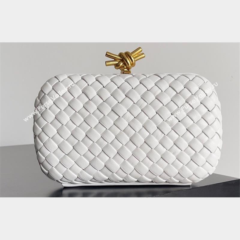 Bottega Veneta Padded Intreccio leather Knot Minaudiere clutch Bag White 2023 (misu-23110137)