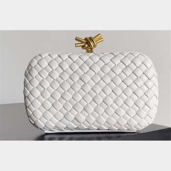 Bottega Veneta Padded Intreccio leather Knot Minaudiere clutch Bag White 2023 (misu-23110137)
