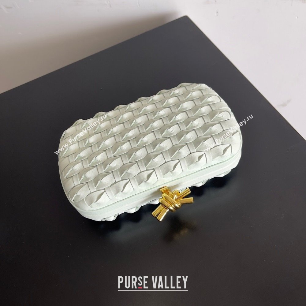 Bottega Veneta Knotted Intreccio leather Knot Minaudiere clutch Bag GLACIER 2023 (misu-23110143)