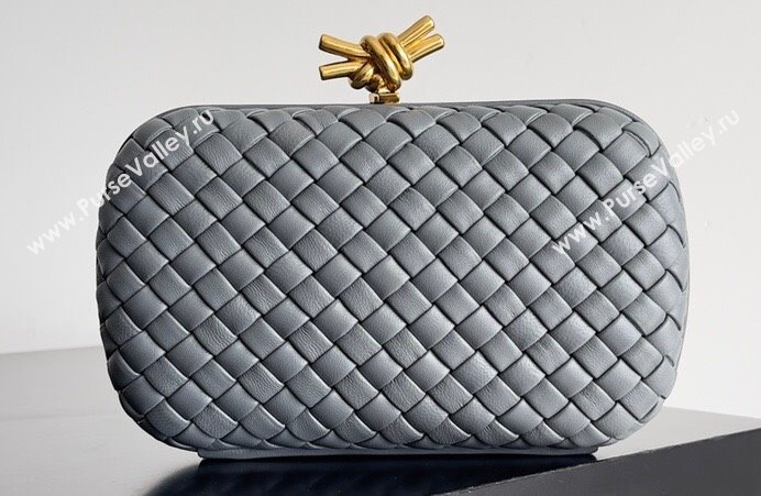 Bottega Veneta Padded Intreccio leather Knot Minaudiere clutch Bag Gray 2023 (misu-23110138)