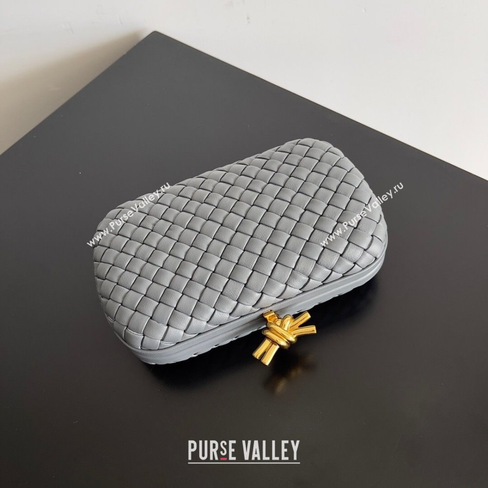Bottega Veneta Padded Intreccio leather Knot Minaudiere clutch Bag Gray 2023 (misu-23110138)
