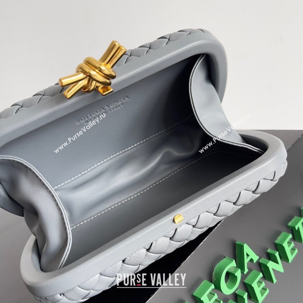 Bottega Veneta Padded Intreccio leather Knot Minaudiere clutch Bag Gray 2023 (misu-23110138)