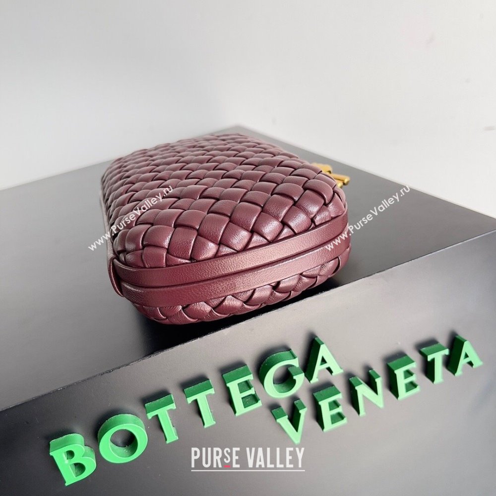 Bottega Veneta Padded Intreccio leather Knot Minaudiere clutch Bag Burgundy 2023 (misu-23110139)