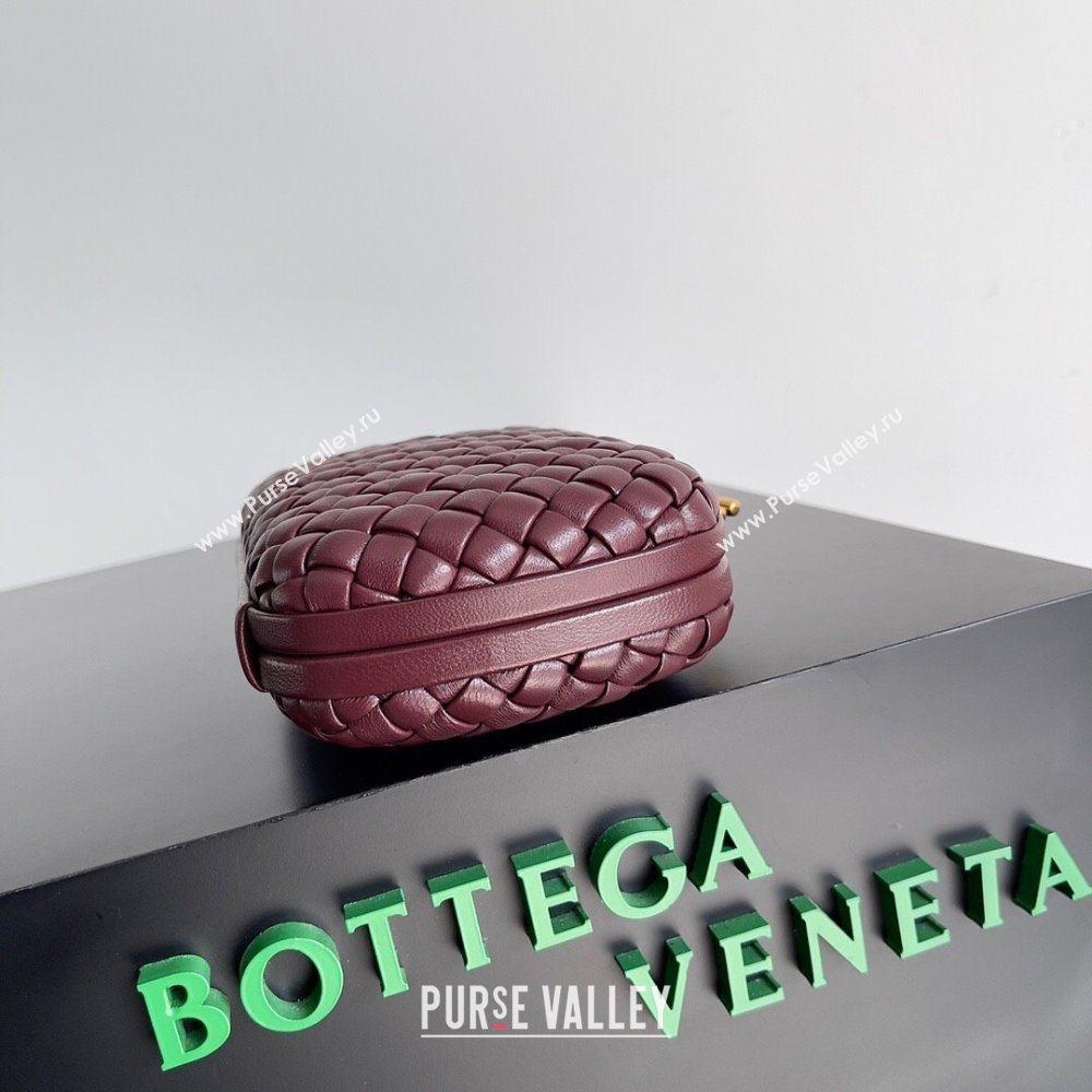 Bottega Veneta Padded Intreccio leather Knot Minaudiere clutch Bag Burgundy 2023 (misu-23110139)