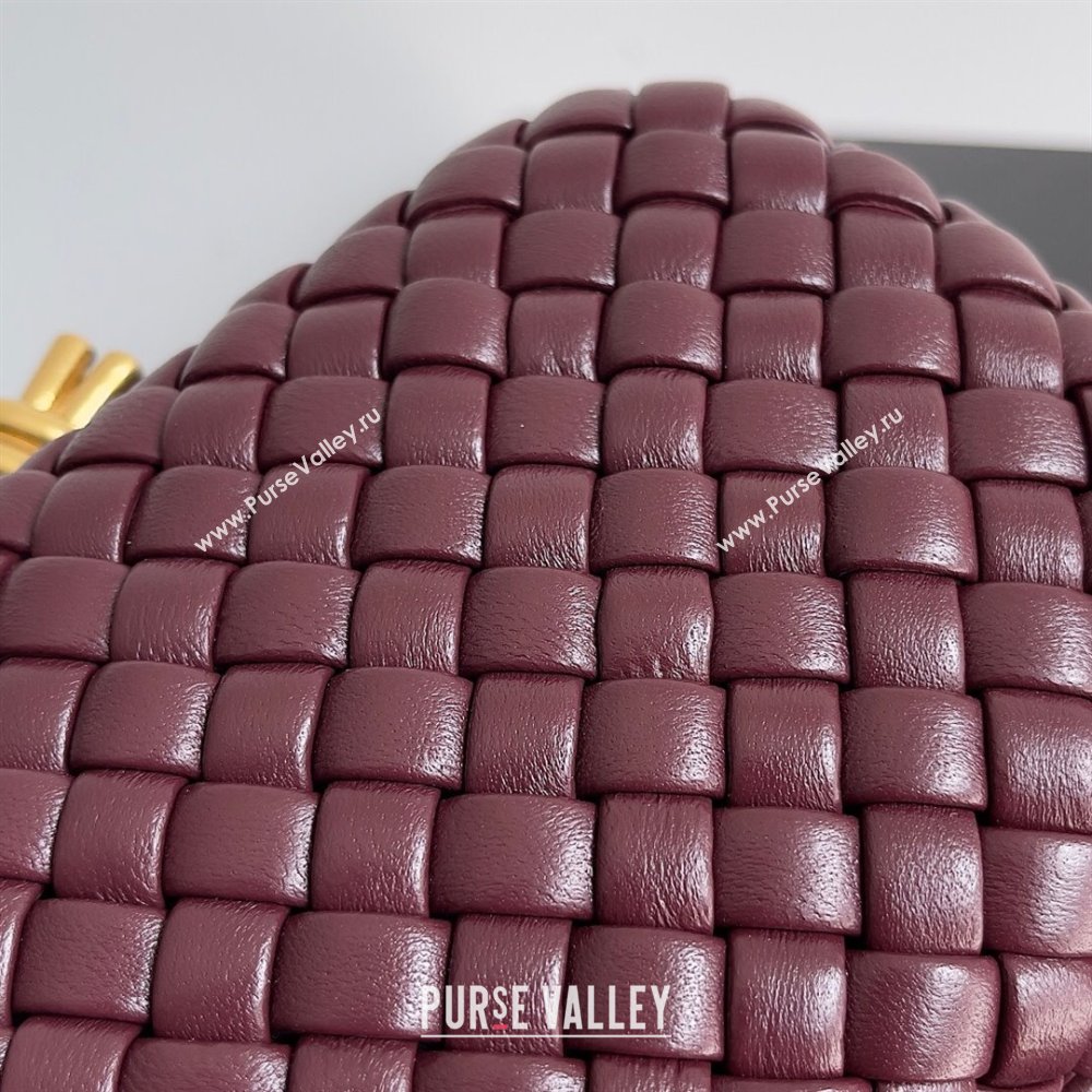 Bottega Veneta Padded Intreccio leather Knot Minaudiere clutch Bag Burgundy 2023 (misu-23110139)
