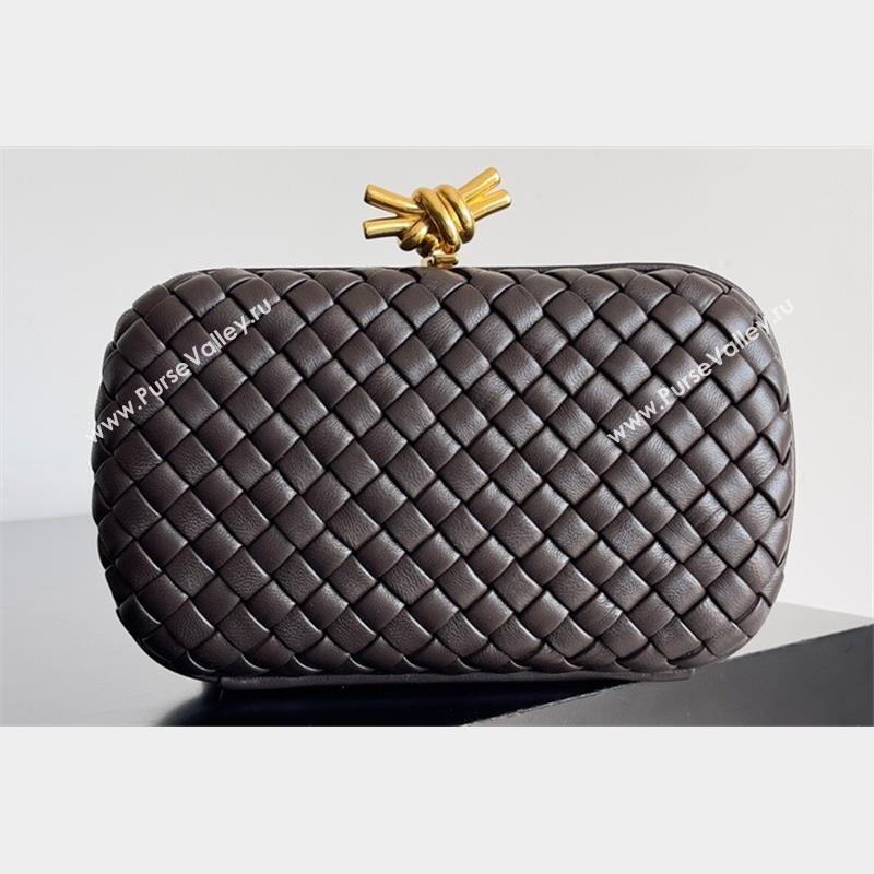 Bottega Veneta Padded Intreccio leather Knot Minaudiere clutch Bag Coffee 2023 (misu-23110140)