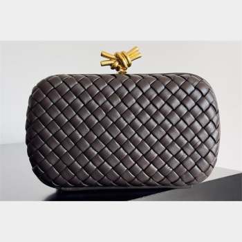 Bottega Veneta Padded Intreccio leather Knot Minaudiere clutch Bag Coffee 2023 (misu-23110140)