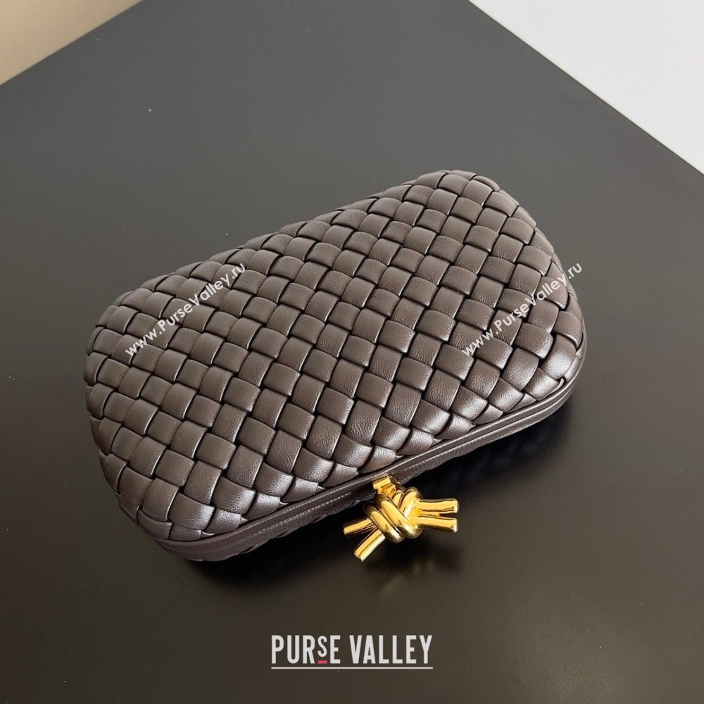 Bottega Veneta Padded Intreccio leather Knot Minaudiere clutch Bag Coffee 2023 (misu-23110140)