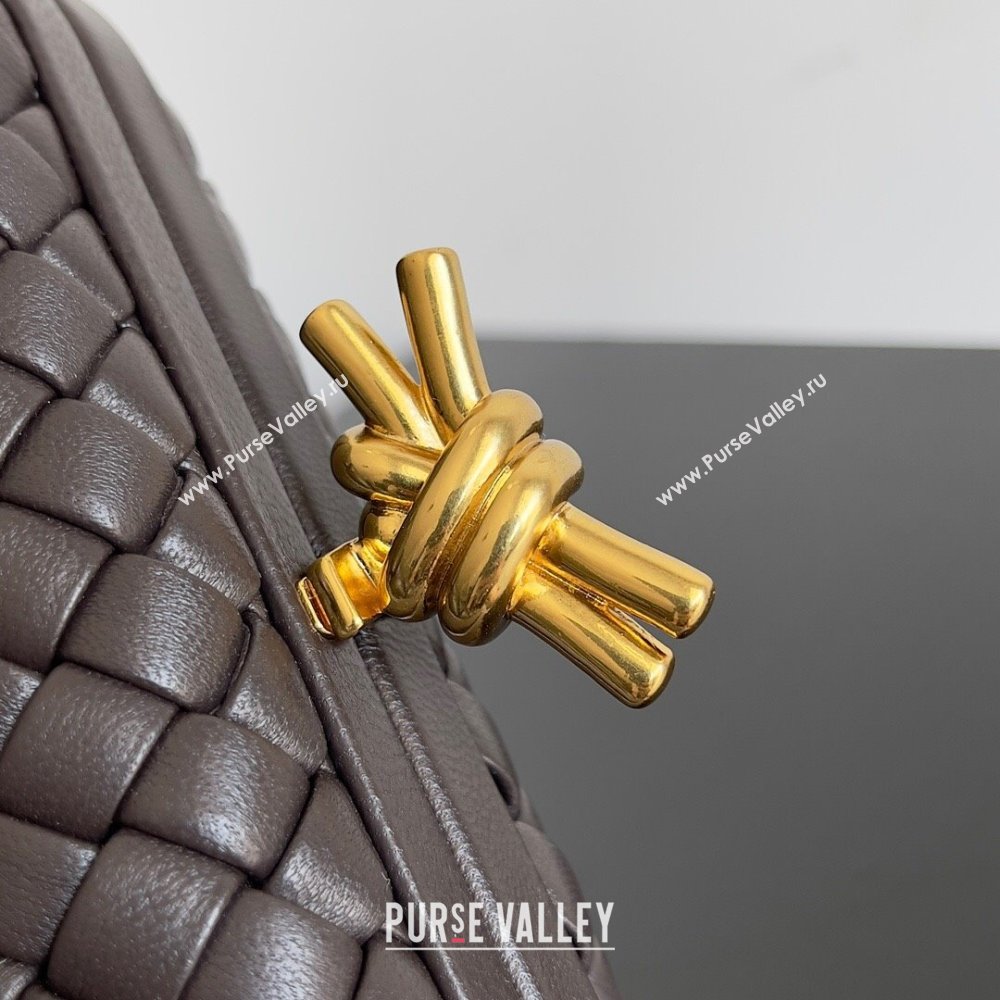 Bottega Veneta Padded Intreccio leather Knot Minaudiere clutch Bag Coffee 2023 (misu-23110140)