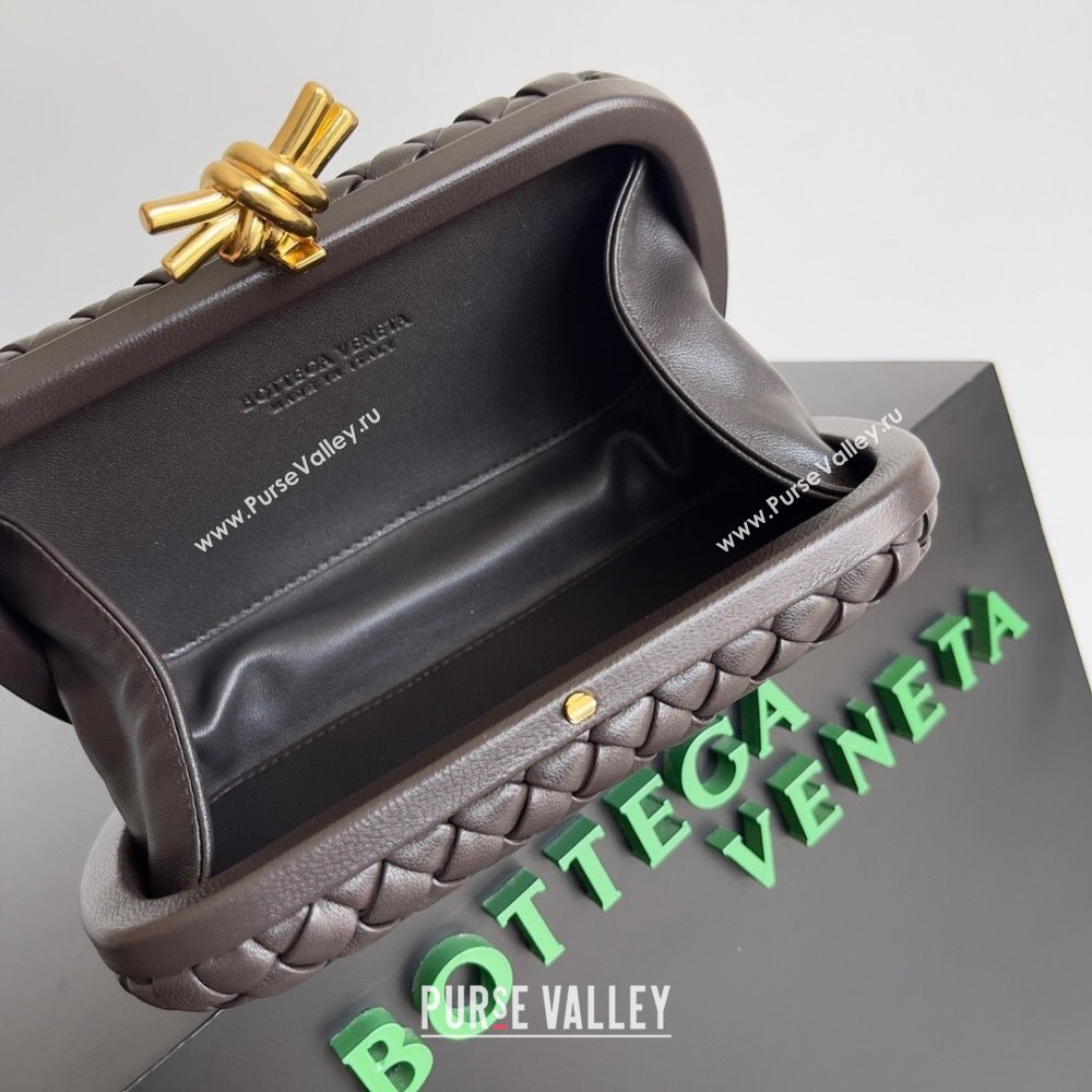 Bottega Veneta Padded Intreccio leather Knot Minaudiere clutch Bag Coffee 2023 (misu-23110140)