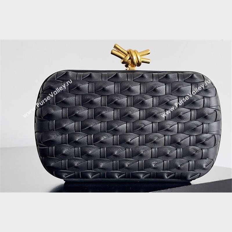 Bottega Veneta Knotted Intreccio leather Knot Minaudiere clutch Bag Black 2023 (misu-23110142)