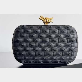 Bottega Veneta Knotted Intreccio leather Knot Minaudiere clutch Bag Black 2023 (misu-23110142)