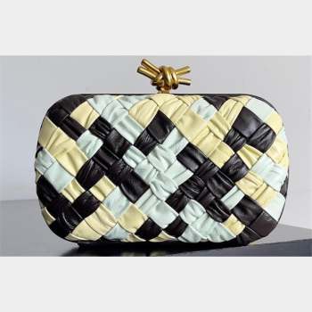 Bottega Veneta Foulard Intreccio leather Knot Minaudiere clutch Bag GLACIER / ICE CREAM / FONDANT 2023 (misu-23110141)