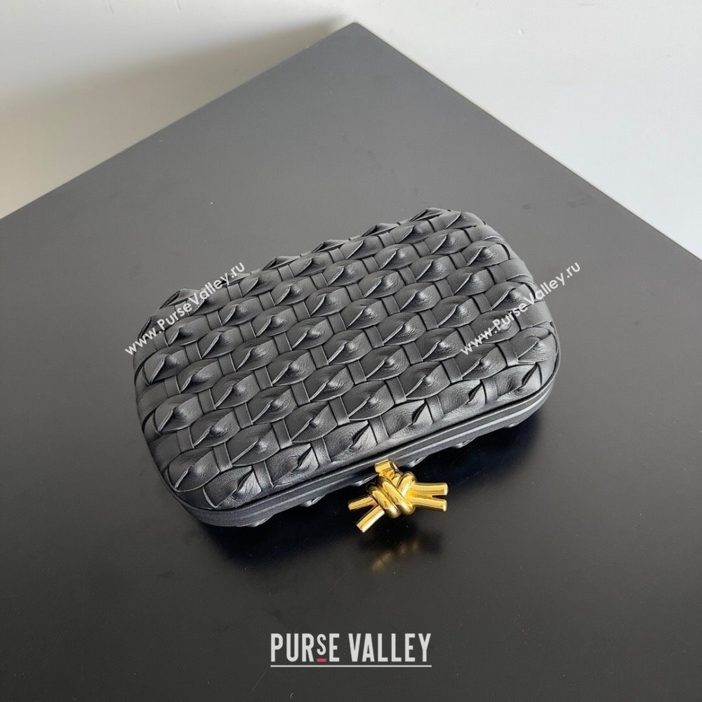Bottega Veneta Knotted Intreccio leather Knot Minaudiere clutch Bag Black 2023 (misu-23110142)