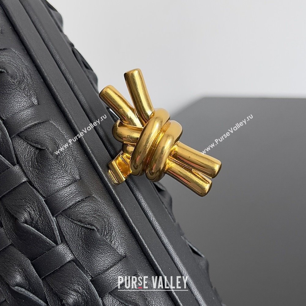 Bottega Veneta Knotted Intreccio leather Knot Minaudiere clutch Bag Black 2023 (misu-23110142)