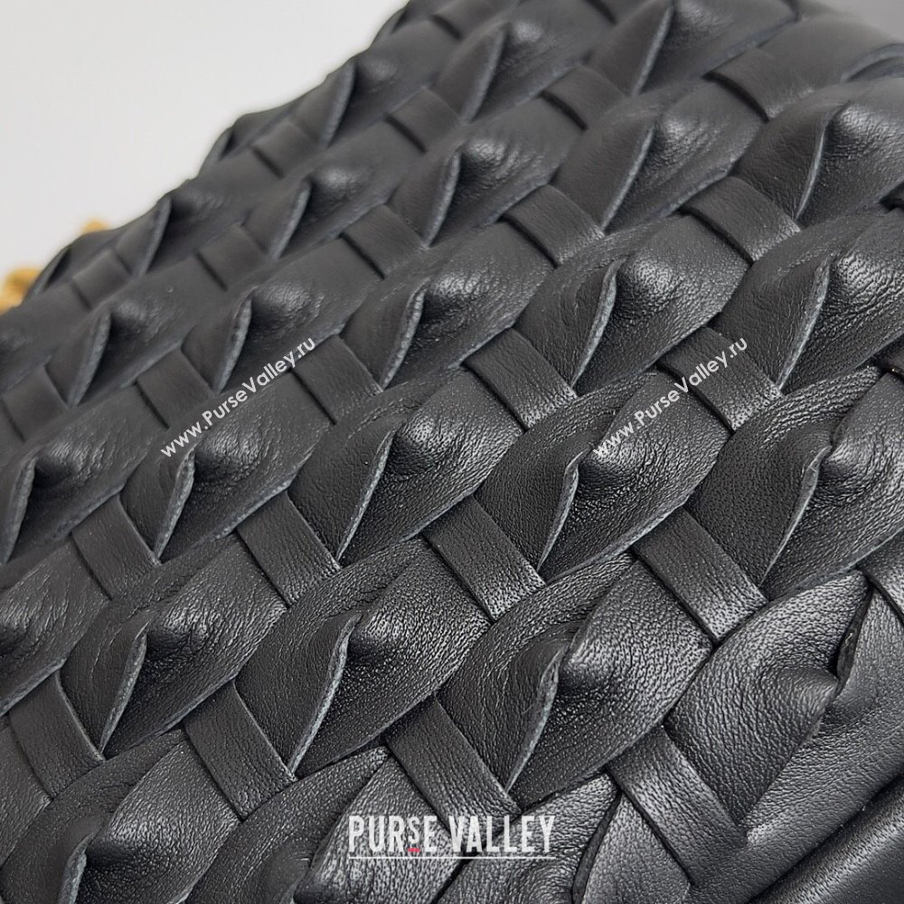 Bottega Veneta Knotted Intreccio leather Knot Minaudiere clutch Bag Black 2023 (misu-23110142)