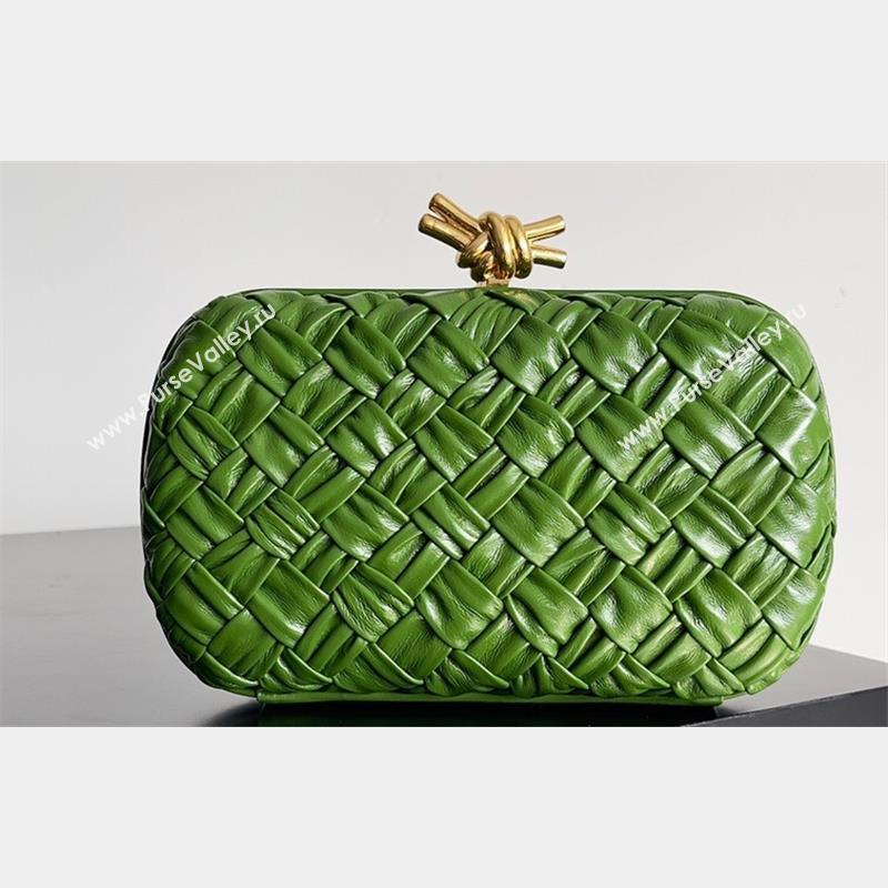 Bottega Veneta Foulard Intreccio leather Knot Minaudiere clutch Bag Green 01 2023 (misu-23110124)