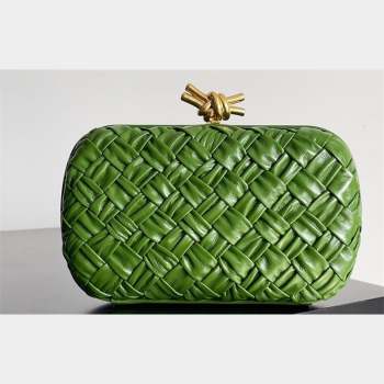 Bottega Veneta Foulard Intreccio leather Knot Minaudiere clutch Bag Green 01 2023 (misu-23110124)