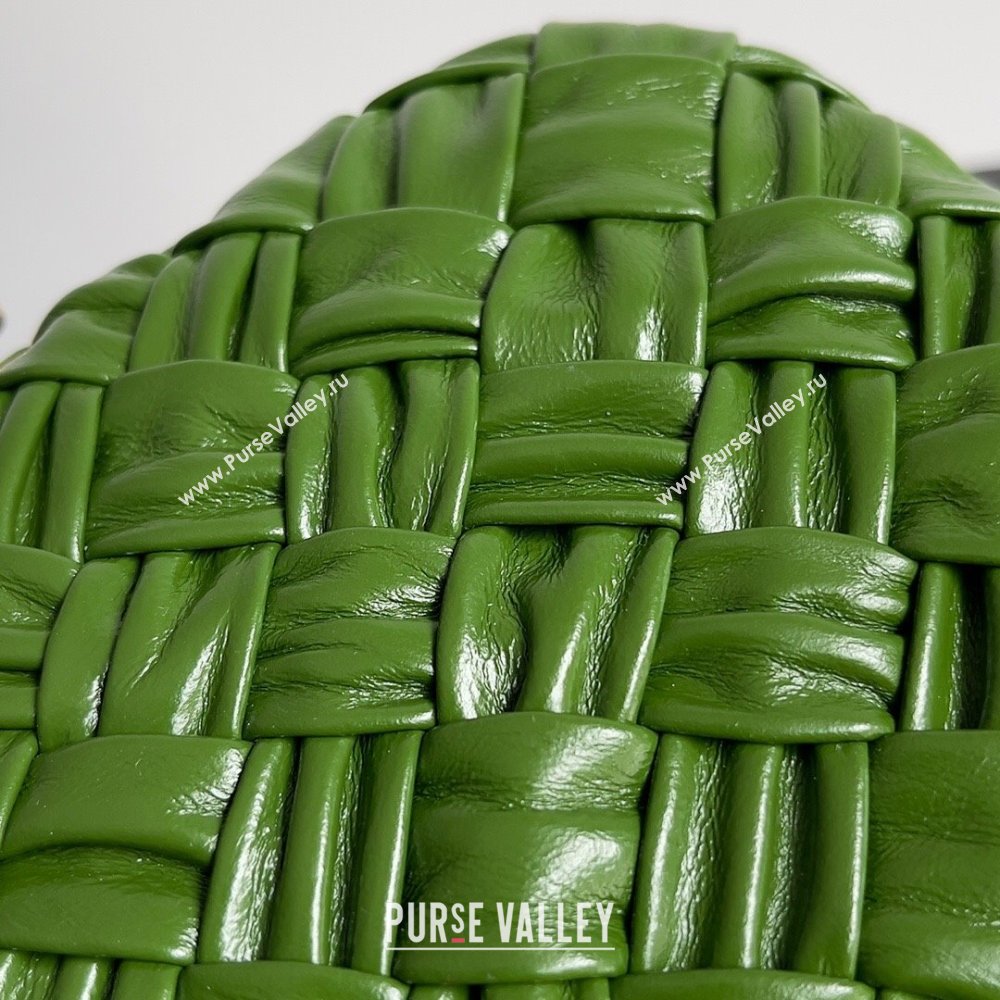 Bottega Veneta Foulard Intreccio leather Knot Minaudiere clutch Bag Green 01 2023 (misu-23110124)