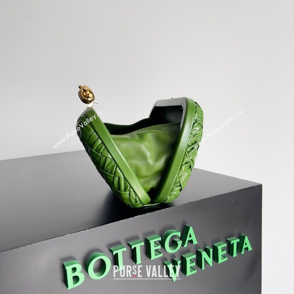 Bottega Veneta Foulard Intreccio leather Knot Minaudiere clutch Bag Green 01 2023 (misu-23110124)