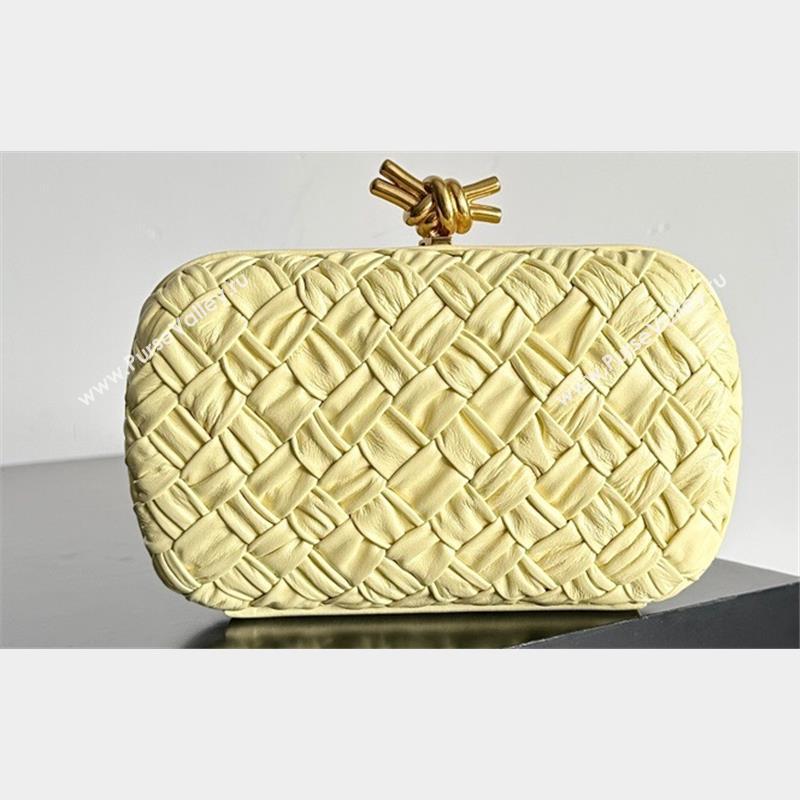 Bottega Veneta Foulard Intreccio leather Knot Minaudiere clutch Bag ICE CREAM 2023 (misu-23110126)
