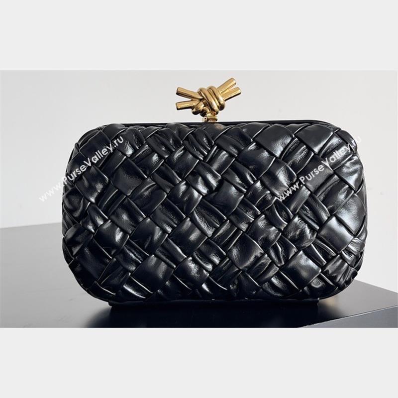 Bottega Veneta Foulard Intreccio leather Knot Minaudiere clutch Bag Black 2023 (misu-23110127)