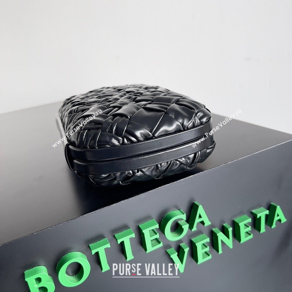 Bottega Veneta Foulard Intreccio leather Knot Minaudiere clutch Bag Black 2023 (misu-23110127)
