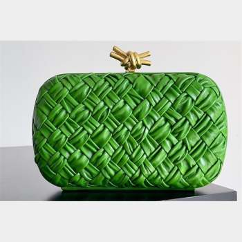 Bottega Veneta Foulard Intreccio leather Knot Minaudiere clutch Bag Green 02 2023 (misu-23110125)